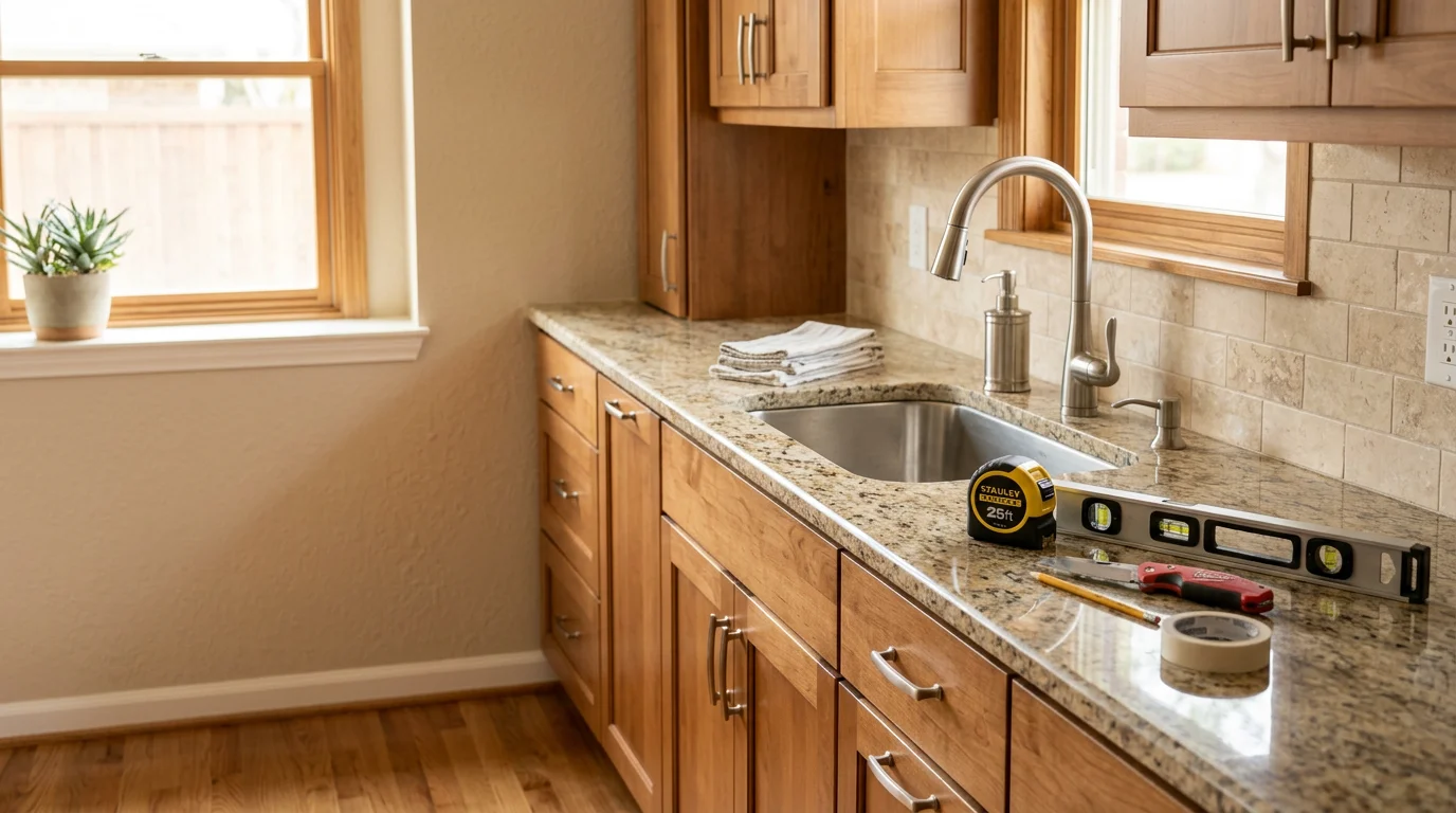 Modern kitchen remodel with custom cabinets and granite countertops